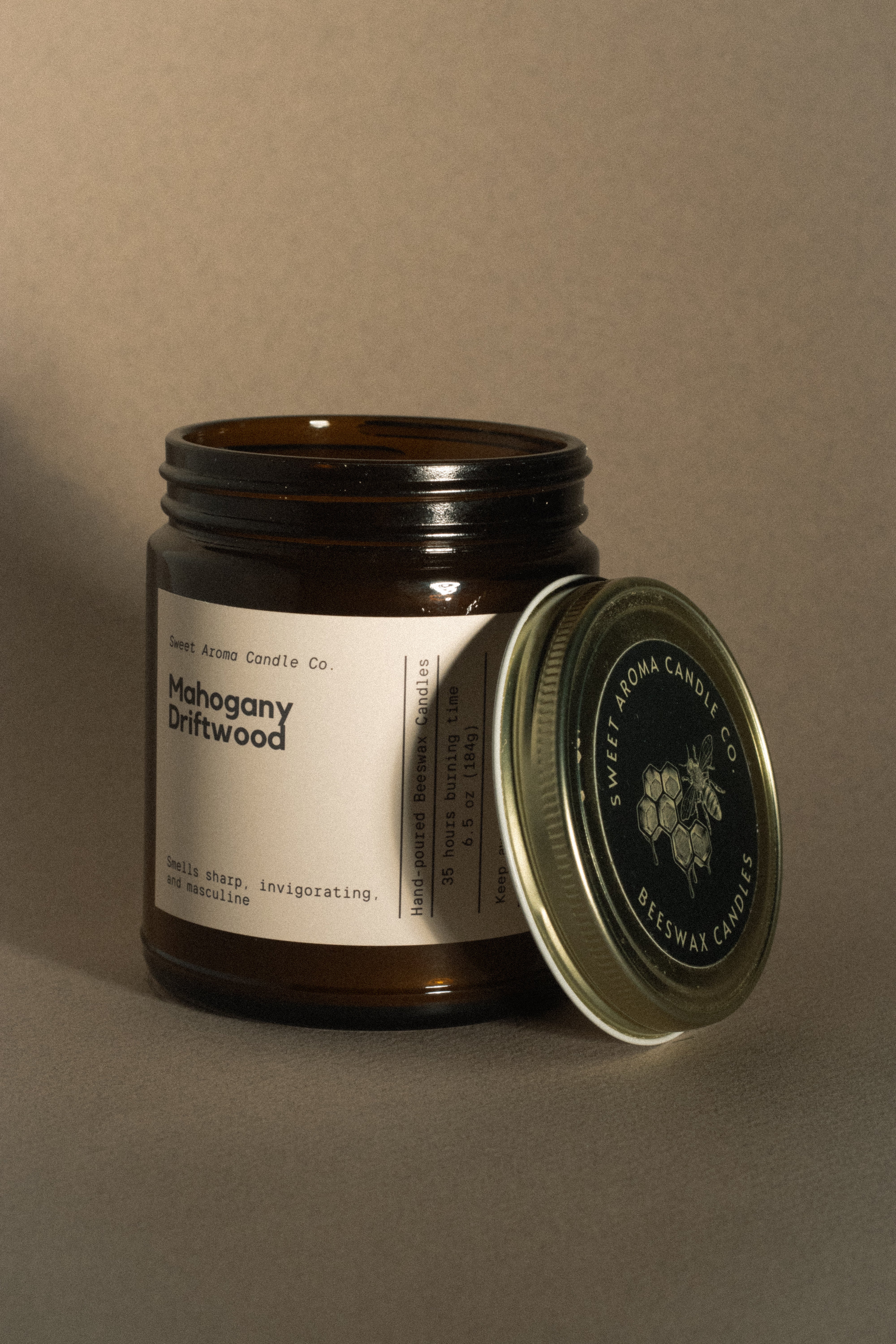 6.5 oz Beeswax Candle - Mahogany Driftwood – Sweet Aroma Candle Co